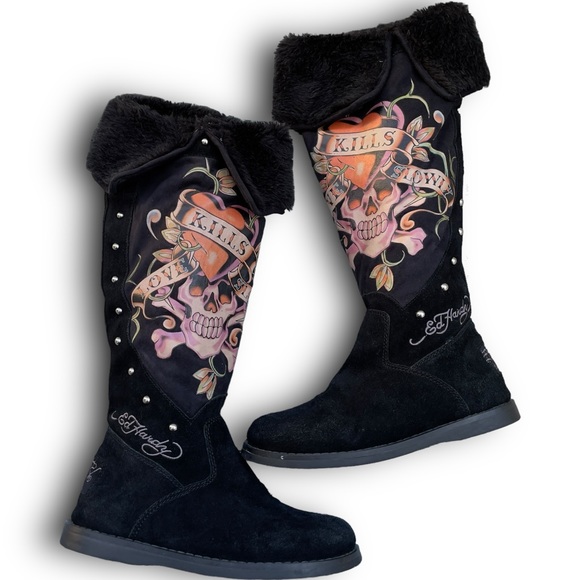 Ed Hardy Shoes - ❤️‍🔥SOLD❤️‍🔥Ed Hardy Fur Winter Boots Snowblazer Love Kills Slowly 7